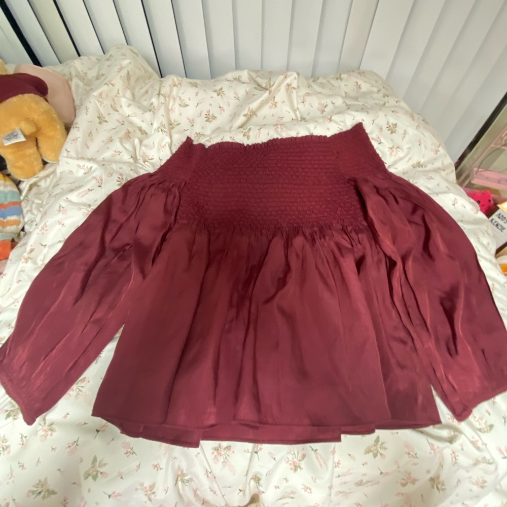 Elegant Burgundy Off-Shoulder Blouse